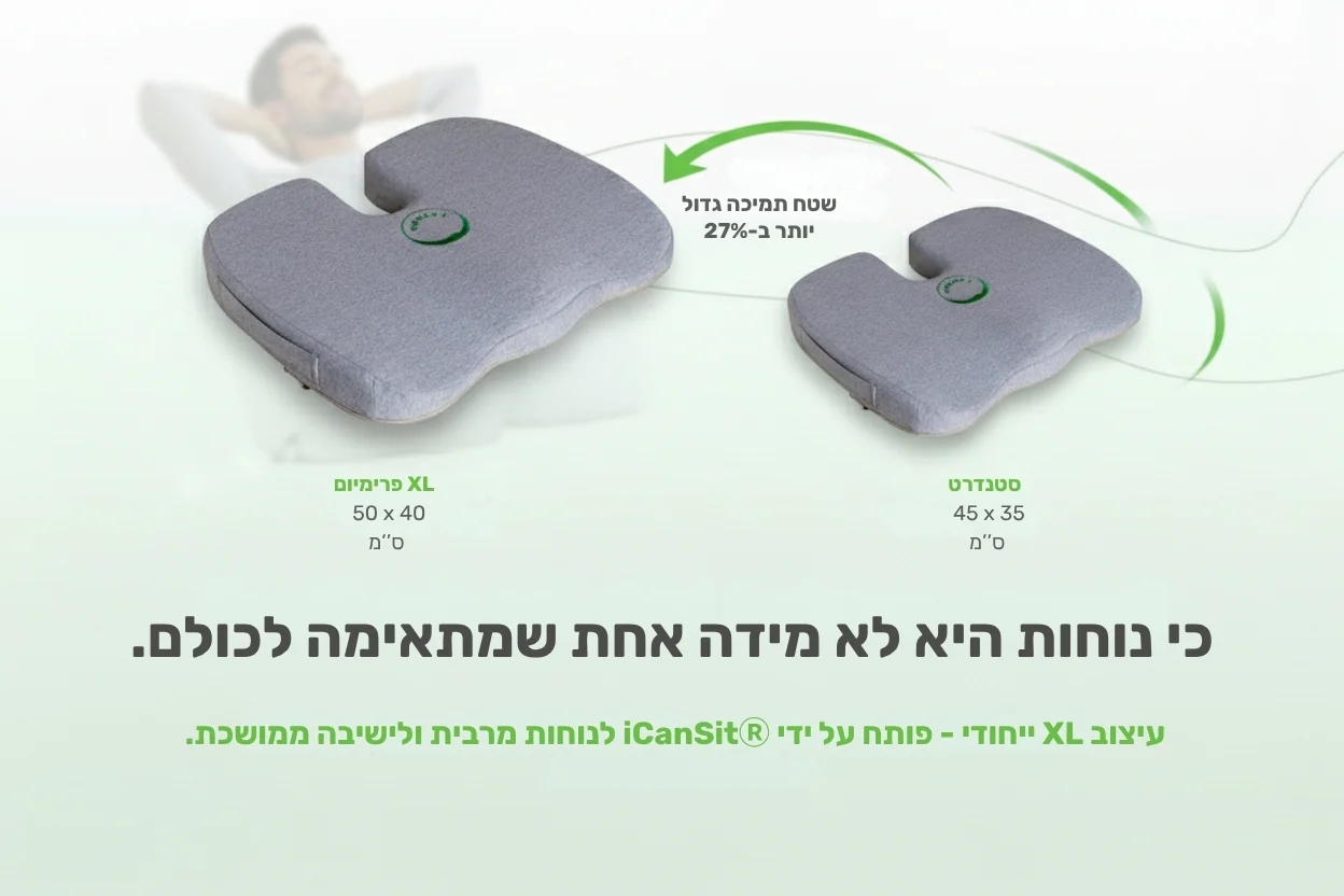 השוואה בין דגם סטנדרט לפרימיום XL – כרית iCanSit